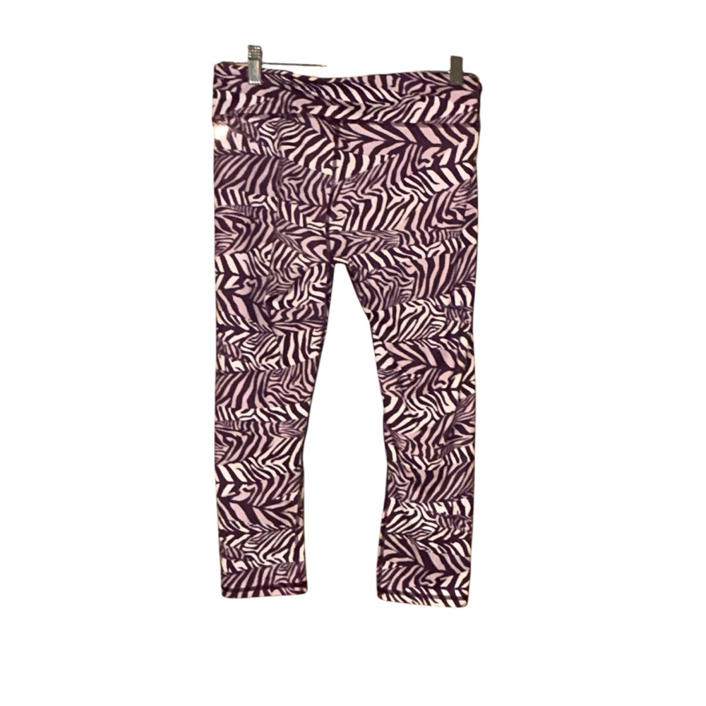 Fabletics Zebra Printed PowerHold Crop Leggings Purple Women’s Small Workout